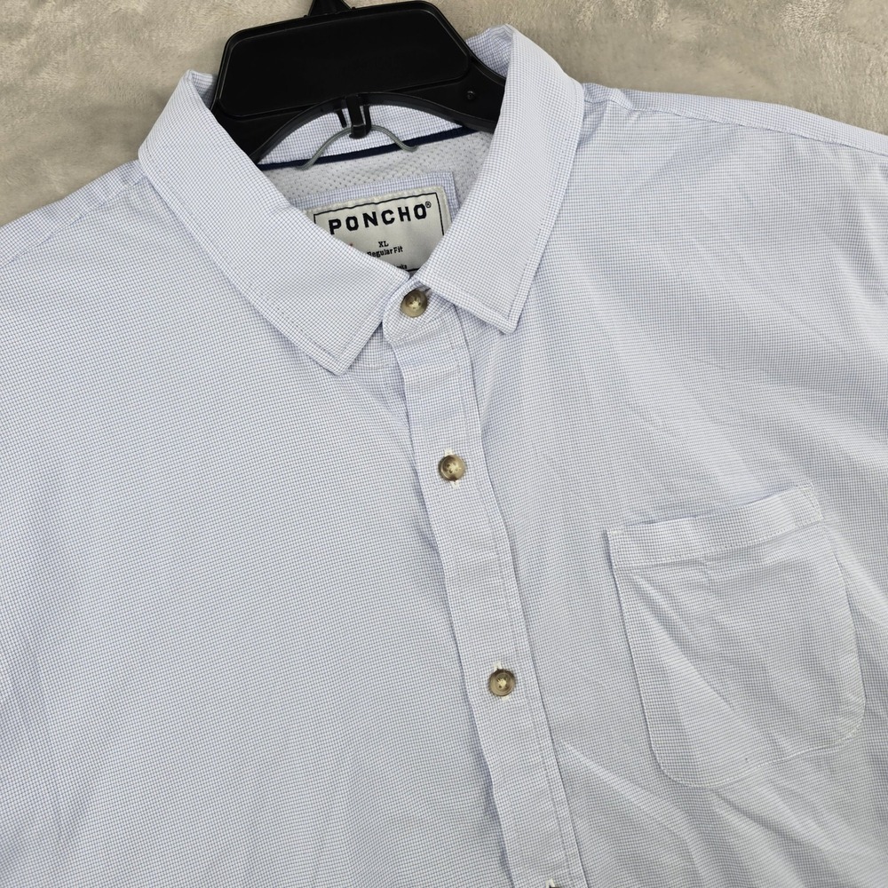 Poncho ultra-lite Fishing Button Down Shirt Mens XL Blue Short Sleeve